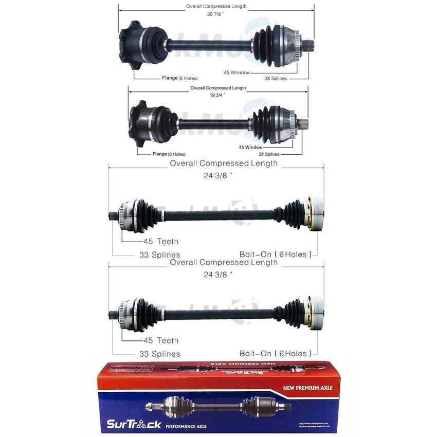 VW CV Axle Shaft Kit - Front and Rear 8E0501203BX - Aftermarket 3991366KIT